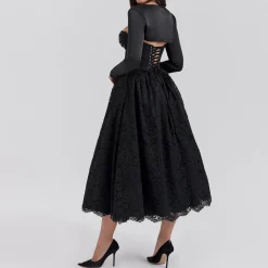 Hot Duchess Lace Corset, Flared Skirt & Bolero Set Women Dresses|Skirts