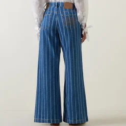 Discount Ecube Pinstripe Straight Leg Jeans Women Denim