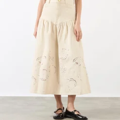 Outlet Egret Broderie Denim Skirt Women Skirts