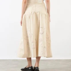 Outlet Egret Broderie Denim Skirt Women Skirts