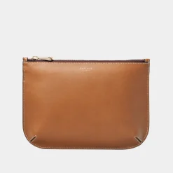 Ella Large Smooth Leather Pouch Women Clutch Bags