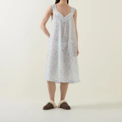 Elle Pansy Print Night Dress Women Sleepwear