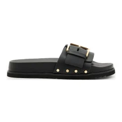 Sale Ellie Studded-Buckle Leather Sliders Women Sandals