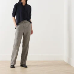 New Elodia Herringbone Straight Leg Trousers Women Trousers & Shorts