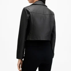 Best Elora Cropped Leather Biker Jacket Women Coats & Jackets