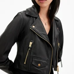 Best Elora Cropped Leather Biker Jacket Women Coats & Jackets