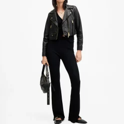 Best Elora Cropped Leather Biker Jacket Women Coats & Jackets