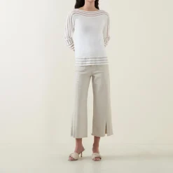 New Embellished Cropped Culotte Jeans Women Denim