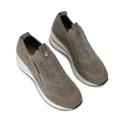 Sale Embellished Zip-Knit Platform Trainers Women Trainers