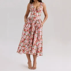 New Emmelina Floral Corset Sundress Women Dresses