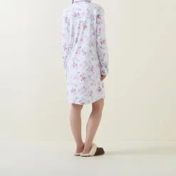 Hot English Rose Fleece Night Shirt Women Sleepwear