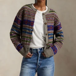 New Fairisle Knitted Cardigan Women Sweaters & Cardigans