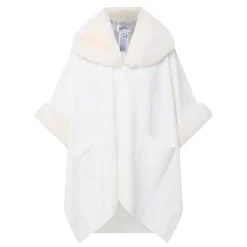 Discount Faux Fur Trim Cape Women Coats & Jackets
