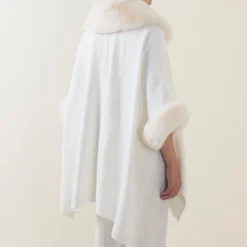 Discount Faux Fur Trim Cape Women Coats & Jackets