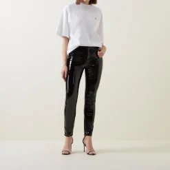 Online Faux Patent Five Pocket Leggings Women Leggings