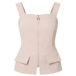 Discount Faux Pocket Zipper Top Women Tops