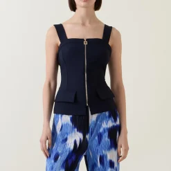 Discount Faux Pocket Zipper Top Women Tops