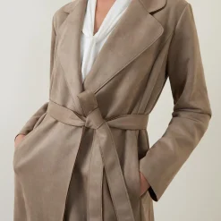 Best Faux Suede Wrap Coat Women Coats & Jackets