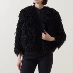 Hot Feather Effect Jacket Women Coats & Jackets