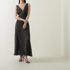 Clearance Federica Spotted Silk Dress Women Dresses