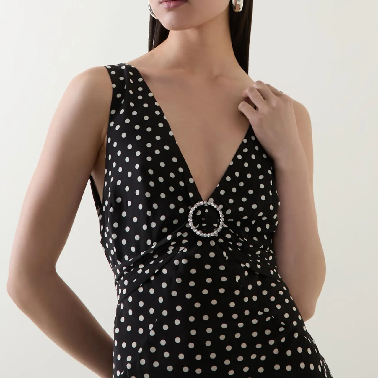 Clearance Federica Spotted Silk Dress Women Dresses