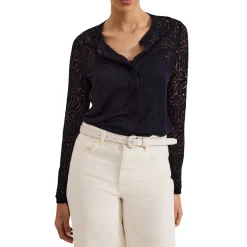 Sale Fern Burnout Semi-Sheer Blouse Women Tops