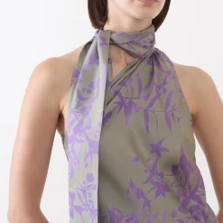 Outlet Flash Floral Scarf Dress Women Occasion Dressing