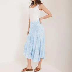 Online Floral Asymmetrical Flared Skirt Women Skirts