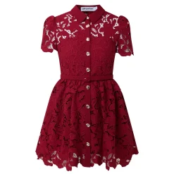 Floral Lace Mini Shirt Dress Women Dresses