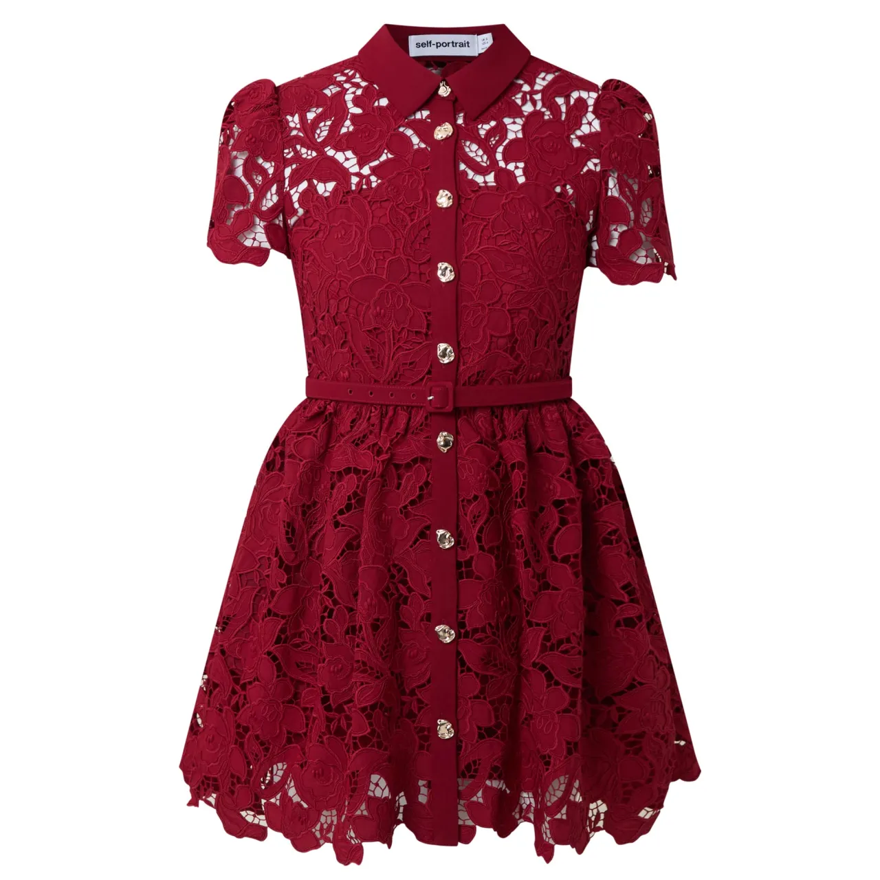 Floral Lace Mini Shirt Dress Women Dresses