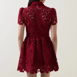 Floral Lace Mini Shirt Dress Women Dresses