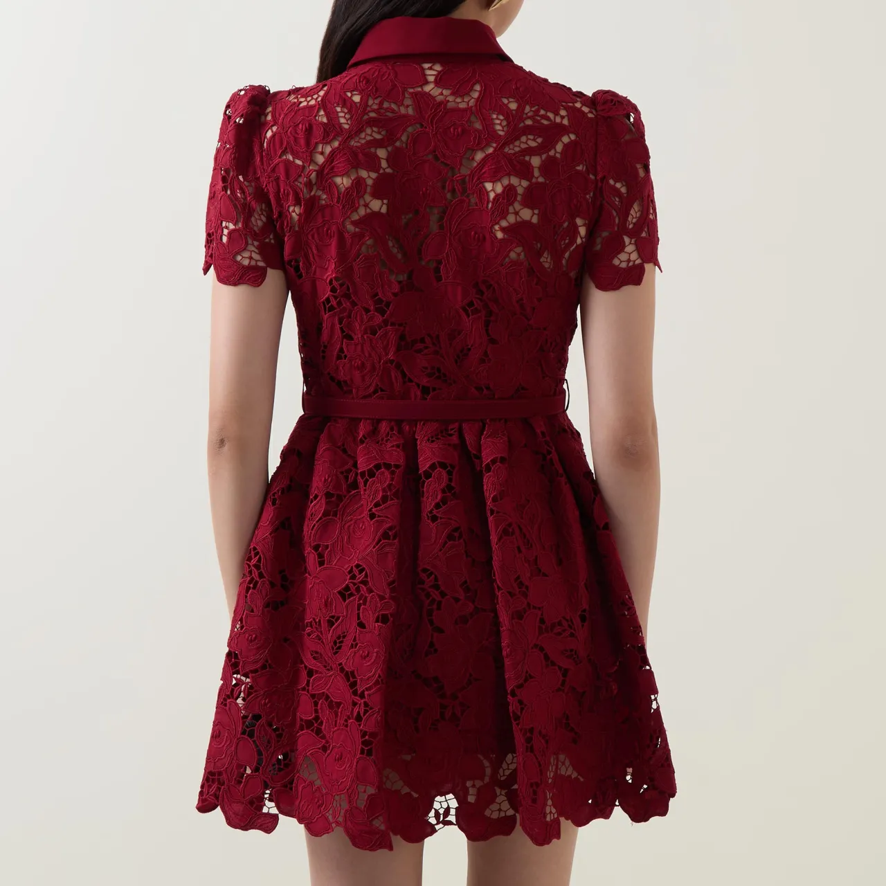 Floral Lace Mini Shirt Dress Women Dresses