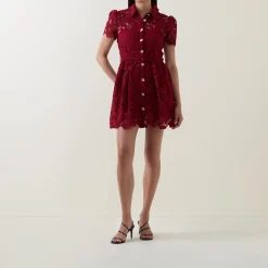 Floral Lace Mini Shirt Dress Women Dresses