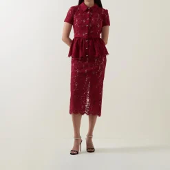 Outlet Floral Lace Peplum Pencil Dress Women Mother Of The Bride|Occasion Dressing