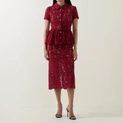 Outlet Floral Lace Peplum Pencil Dress Women Mother Of The Bride|Occasion Dressing
