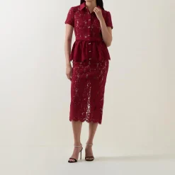 Outlet Floral Lace Peplum Pencil Dress Women Mother Of The Bride|Occasion Dressing