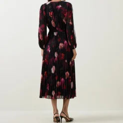 Online Floral Pleated Wrap Dress Women Dresses|Mother Of The Bride