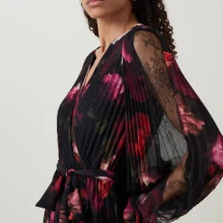 Online Floral Pleated Wrap Dress Women Dresses|Mother Of The Bride