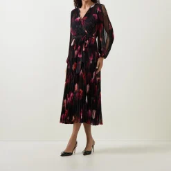 Online Floral Pleated Wrap Dress Women Dresses|Mother Of The Bride