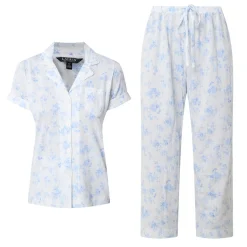 Floral Pointelle Cropped Pyjama Set Women Sleepwear