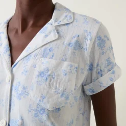 Floral Pointelle Cropped Pyjama Set Women Sleepwear