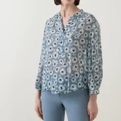 New Floral Semi-Sheer Blouse Women Tops