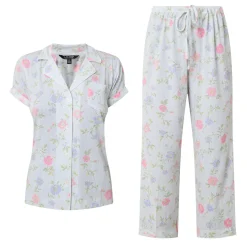 Best Floral Striped Cropped Pyjama Set Women Sleepwear