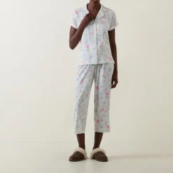 Best Floral Striped Cropped Pyjama Set Women Sleepwear