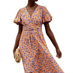 Hot Floral Tie Dress Women Dresses