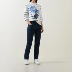 Online Flower Striped Long-Sleeved T-Shirt Women Tops