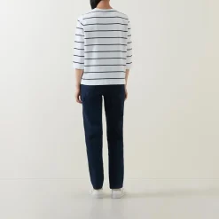 Online Flower Striped Long-Sleeved T-Shirt Women Tops