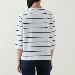 Online Flower Striped Long-Sleeved T-Shirt Women Tops
