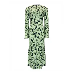Online Flute Sleeve Floral Dress Women Dresses