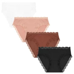 New Four-Pack Lace Trim Brief Set Women Lingerie